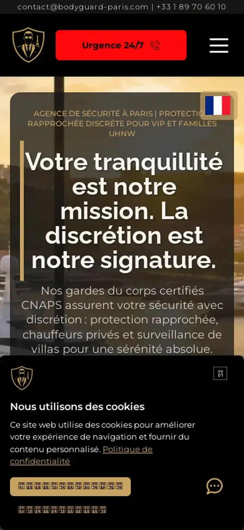 Aperçu du site Bodyguard Paris